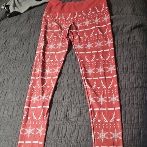 Red and White Holiday Patterned Leggings
